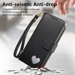 For Xiaomi 17 Ultra 5G Case Zipper Wallet Stand Heart Pattern PU Leather Phone Cover with Wrist Strap