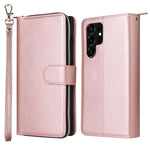 Samsung Galaxy S23 Ultra Handsfree-stativ Plånboksfodral med dragkedja, PU-läder, magnetiskt 9 korthållare, 9 kortplatser