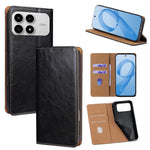 For Xiaomi Poco F8 Pro / Redmi K90 5G Case Genuine Cow Leather Stand Mobile Phone Cover with RFID Blocking Wallet
