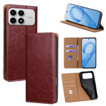 For Xiaomi Poco F8 Pro / Redmi K90 5G Case Genuine Cow Leather Stand Mobile Phone Cover with RFID Blocking Wallet