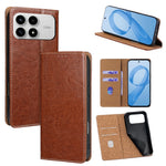 For Xiaomi Poco F8 Pro / Redmi K90 5G Case Genuine Cow Leather Stand Mobile Phone Cover with RFID Blocking Wallet