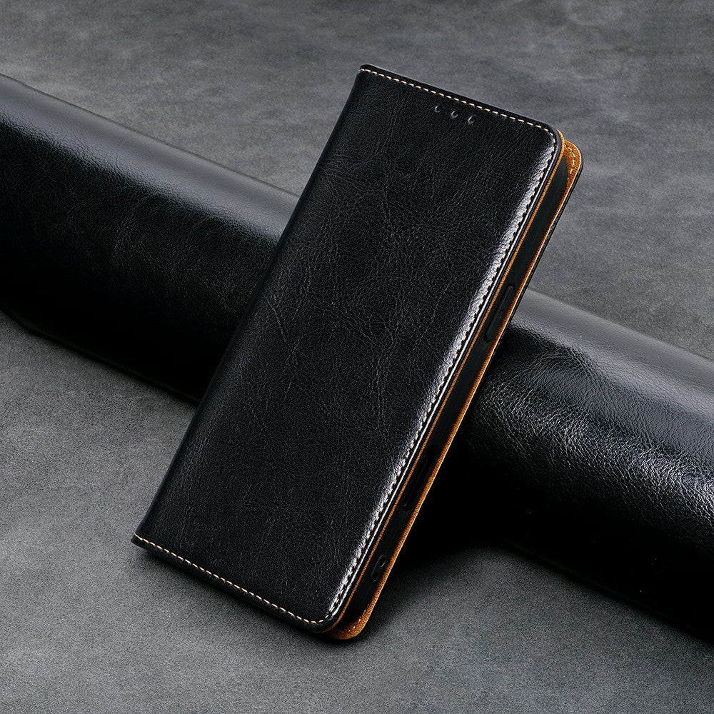 For Xiaomi 17 Pro Case Genuine Cow Leather Stand Mobile Phone Cover with RFID Blocking Wallet