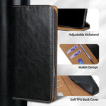 For Xiaomi 17 Pro Case Genuine Cow Leather Stand Mobile Phone Cover with RFID Blocking Wallet