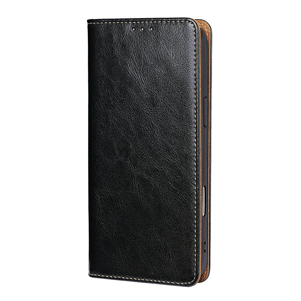 For Xiaomi 17 Pro Case Genuine Cow Leather Stand Mobile Phone Cover with RFID Blocking Wallet