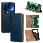 For Xiaomi 17 Pro Case Genuine Cow Leather Stand Mobile Phone Cover with RFID Blocking Wallet