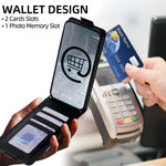 For iPhone 17e / 16e Case Card Holder Vertical Flip Leather Phone Cover with Crossbody Shoulder Strap