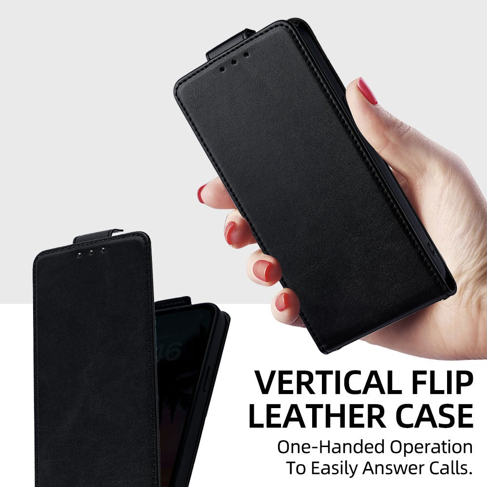 For iPhone 17e / 16e Case Card Holder Vertical Flip Leather Phone Cover with Crossbody Shoulder Strap