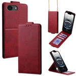 For iPhone 17e / 16e Case Card Holder Vertical Flip Leather Phone Cover with Crossbody Shoulder Strap