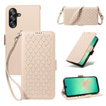 Samsung Galaxy A18 5G / A18 4G A17 5G / A17 4G / A26 5G / A16 5G / A16 4G Läderfodral Strassdekor Rombmönster Plånboksfodral Flipfodral med Remmar