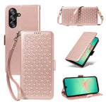 Samsung Galaxy A18 5G / A18 4G A17 5G / A17 4G / A26 5G / A16 5G / A16 4G Läderfodral Strassdekor Rombmönster Plånboksfodral Flipfodral med Remmar