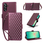 Samsung Galaxy A18 5G / A18 4G A17 5G / A17 4G / A26 5G / A16 5G / A16 4G Läderfodral Strassdekor Rombmönster Plånboksfodral Flipfodral med Remmar
