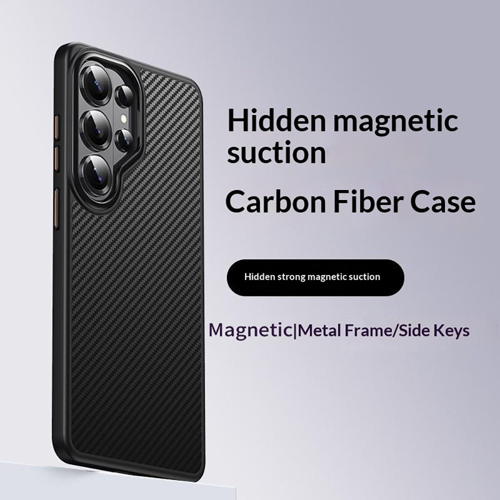 Magnetiskt skal för Samsung Galaxy S26 Ultra, kolfiberstruktur, PC + TPU-skal