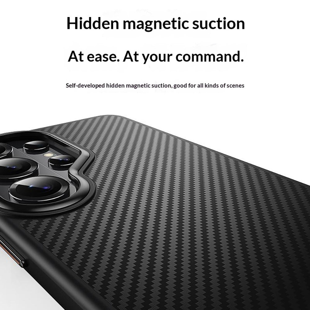 Magnetiskt skal för Samsung Galaxy S26 Ultra, kolfiberstruktur, PC + TPU-skal