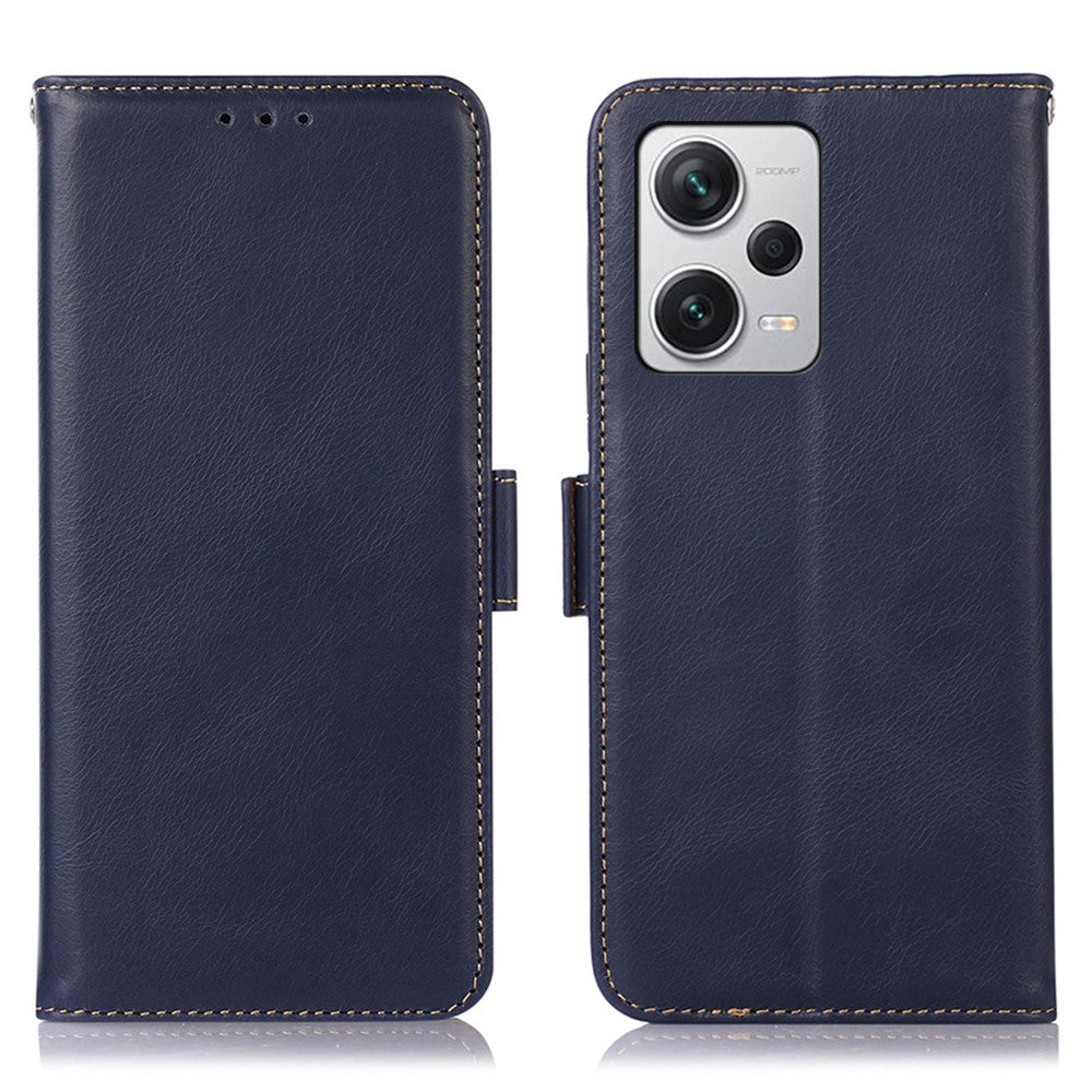 For Xiaomi Redmi Note 12 Pro+ 5G RFID Blocking Genuine Cowhide Leather Case Crazy Horse Texture Wallet Stand Magnetic Phone Cover