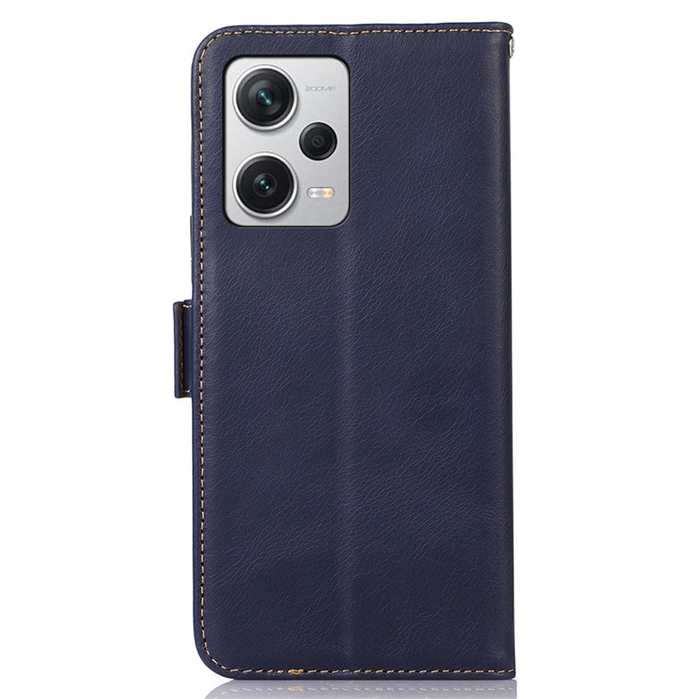 For Xiaomi Redmi Note 12 Pro+ 5G RFID Blocking Genuine Cowhide Leather Case Crazy Horse Texture Wallet Stand Magnetic Phone Cover