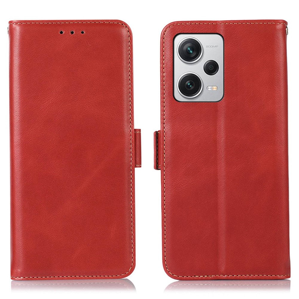 Xiaomi Redmi Note 12 Pro+ 5G RFID-blockerande fodral i äkta kohud, Crazy Horse-textur, plånboksfodral, magnetiskt mobilskal