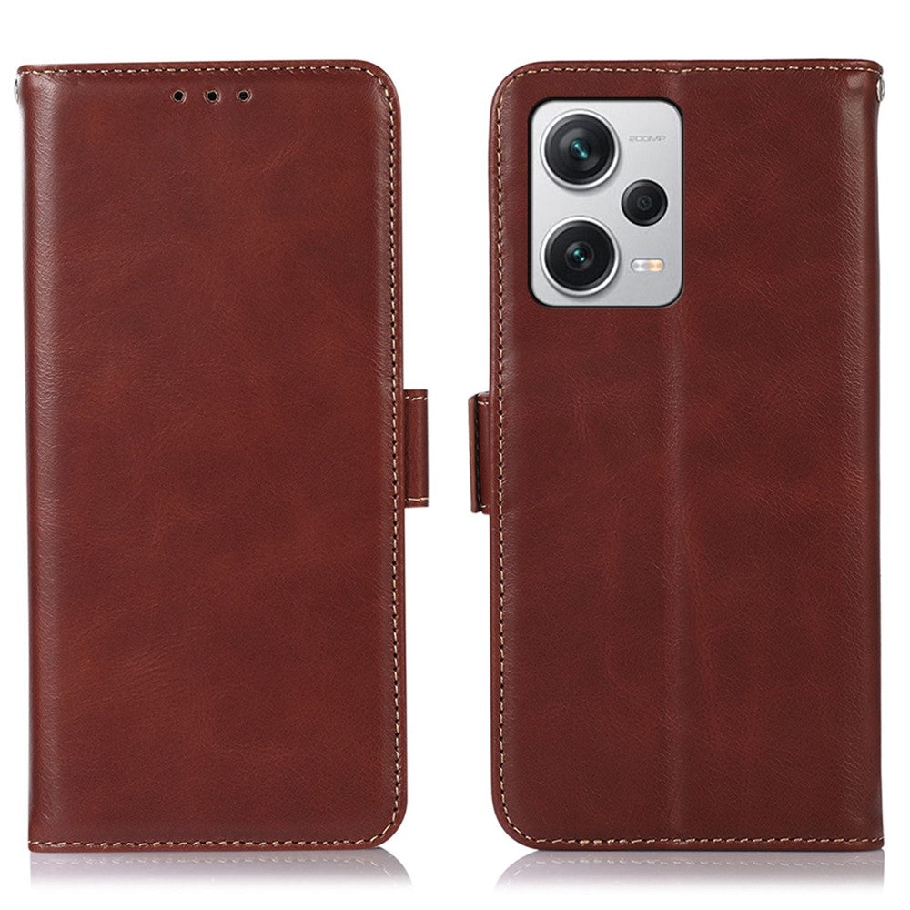 Xiaomi Redmi Note 12 Pro+ 5G RFID-blockerande fodral i äkta kohud, Crazy Horse-textur, plånboksfodral, magnetiskt mobilskal