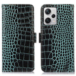 RFID Blocking Phone Cover For Xiaomi Redmi Note 12 Pro+ 5G Crocodile Texture Genuine Cowhide Leather Phone Case Wallet Stand