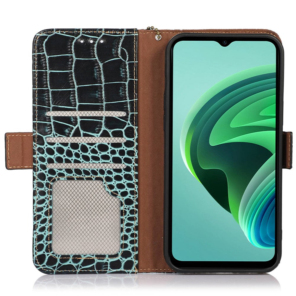 RFID Blocking Phone Cover For Xiaomi Redmi Note 12 Pro+ 5G Crocodile Texture Genuine Cowhide Leather Phone Case Wallet Stand