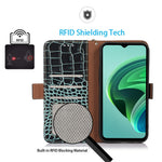 RFID Blocking Phone Cover For Xiaomi Redmi Note 12 Pro+ 5G Crocodile Texture Genuine Cowhide Leather Phone Case Wallet Stand