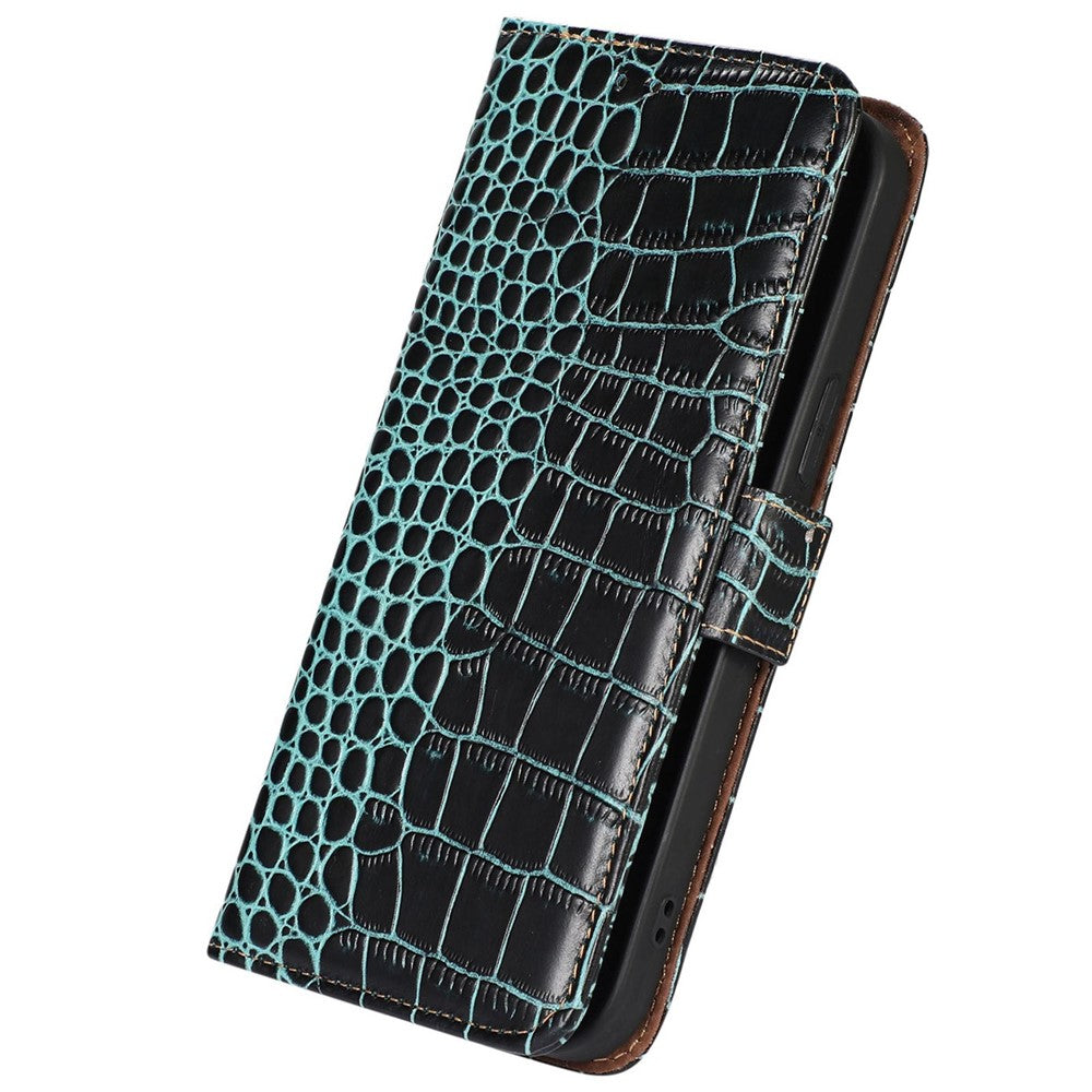 RFID Blocking Phone Cover For Xiaomi Redmi Note 12 Pro+ 5G Crocodile Texture Genuine Cowhide Leather Phone Case Wallet Stand