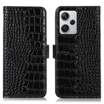 RFID Blocking Phone Cover For Xiaomi Redmi Note 12 Pro+ 5G Crocodile Texture Genuine Cowhide Leather Phone Case Wallet Stand