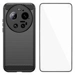 WANLONFENG For Xiaomi 17 Ultra 5G Case with Tempered Glass  LS Series Brushed Texture TPU Phone Cover