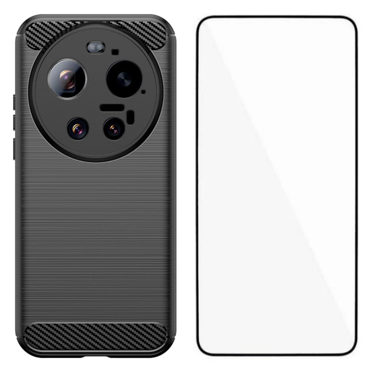 WANLONFENG For Xiaomi 17 Ultra 5G Case with Tempered Glass  LS Series Brushed Texture TPU Phone Cover