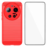 WANLONFENG For Xiaomi 17 Ultra 5G Case with Tempered Glass  LS Series Brushed Texture TPU Phone Cover