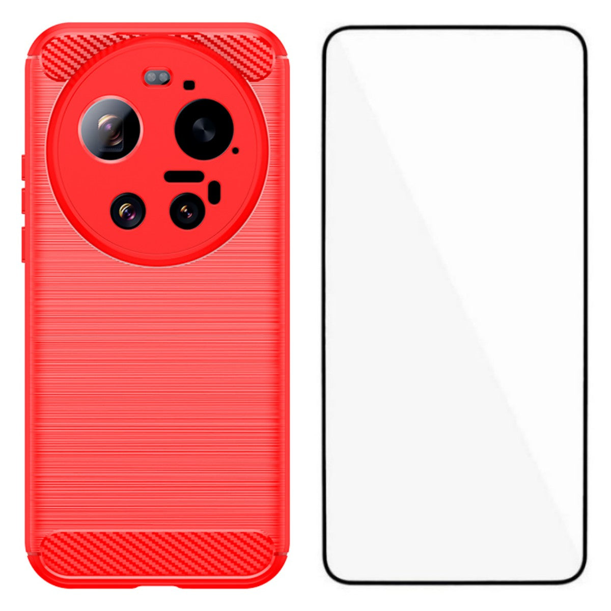 WANLONFENG For Xiaomi 17 Ultra 5G Case with Tempered Glass  LS Series Brushed Texture TPU Phone Cover
