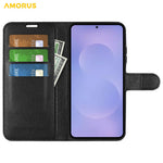 AMORUS Til Samsung Galaxy S26+ Wallet Cover Litchi-tekstur Stødsikkert Læder Flip Stand Telefoncover