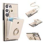 For Samsung Galaxy S26 Ultra Case Card Holder Ring Kickstand TPU + PU Leather Phone Cover with Long Strap