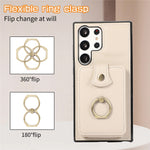 For Samsung Galaxy S26 Ultra Case Card Holder Ring Kickstand TPU + PU Leather Phone Cover with Long Strap