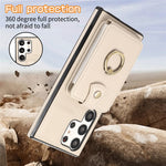 For Samsung Galaxy S26 Ultra Case Card Holder Ring Kickstand TPU + PU Leather Phone Cover with Long Strap