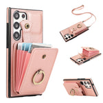 For Samsung Galaxy S26 Ultra Case Card Holder Ring Kickstand TPU + PU Leather Phone Cover with Long Strap