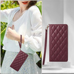 For Samsung Galaxy A57 5G Case RFID Blocking Wallet Stand Rhombus Leather Cover with Wrist Strap