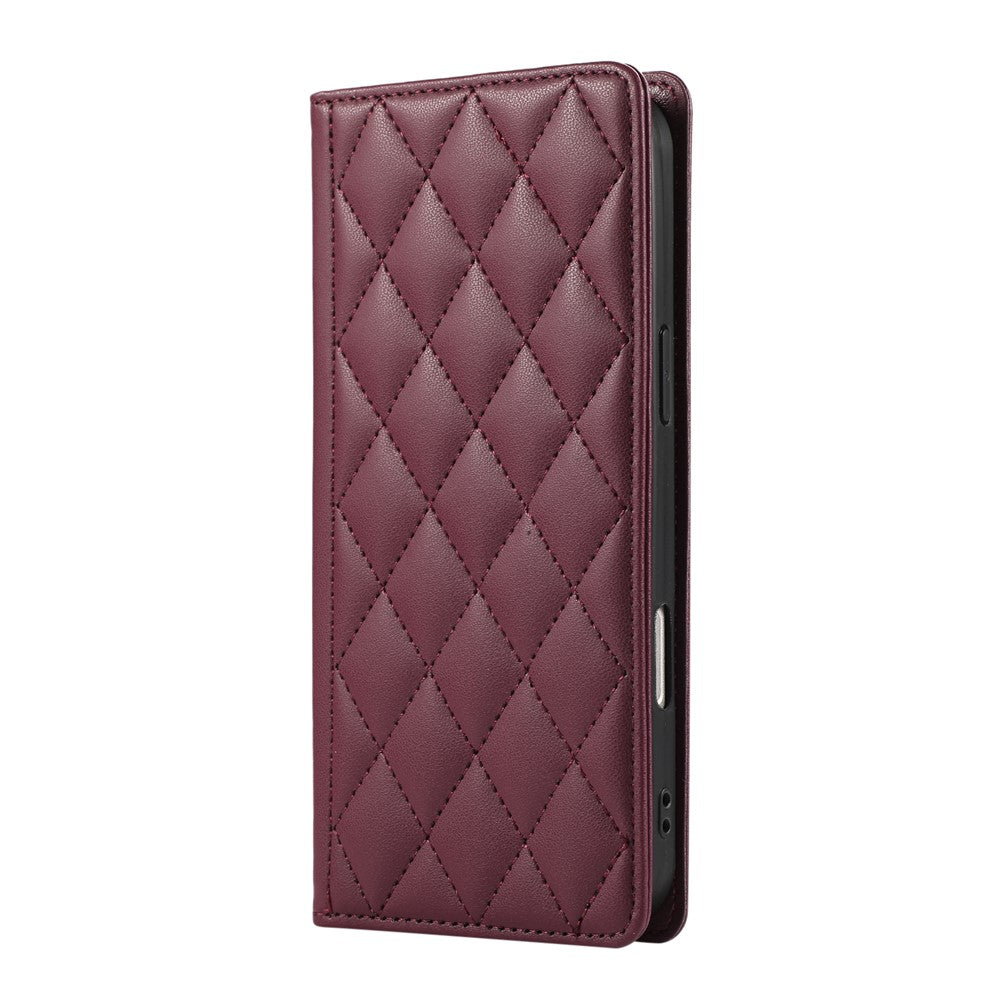 For Samsung Galaxy A57 5G Case RFID Blocking Wallet Stand Rhombus Leather Cover with Wrist Strap