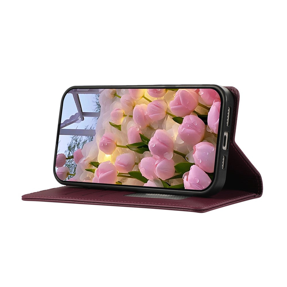 For Samsung Galaxy A57 5G Case RFID Blocking Wallet Stand Rhombus Leather Cover with Wrist Strap