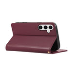 For Samsung Galaxy A57 5G Case RFID Blocking Wallet Stand Rhombus Leather Cover with Wrist Strap