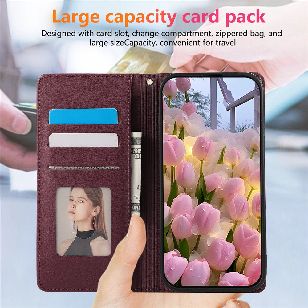 For Samsung Galaxy A57 5G Case RFID Blocking Wallet Stand Rhombus Leather Cover with Wrist Strap