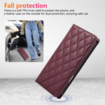 For Samsung Galaxy A57 5G Case RFID Blocking Wallet Stand Rhombus Leather Cover with Wrist Strap