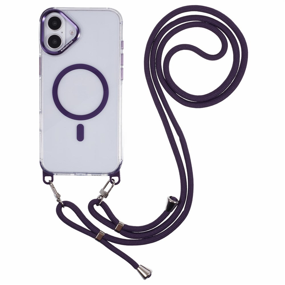 For iPhone 17 Clear Case Compatible with MagSafe Shockproof PC+TPU Phone Cover with 150cm Long Lanyard