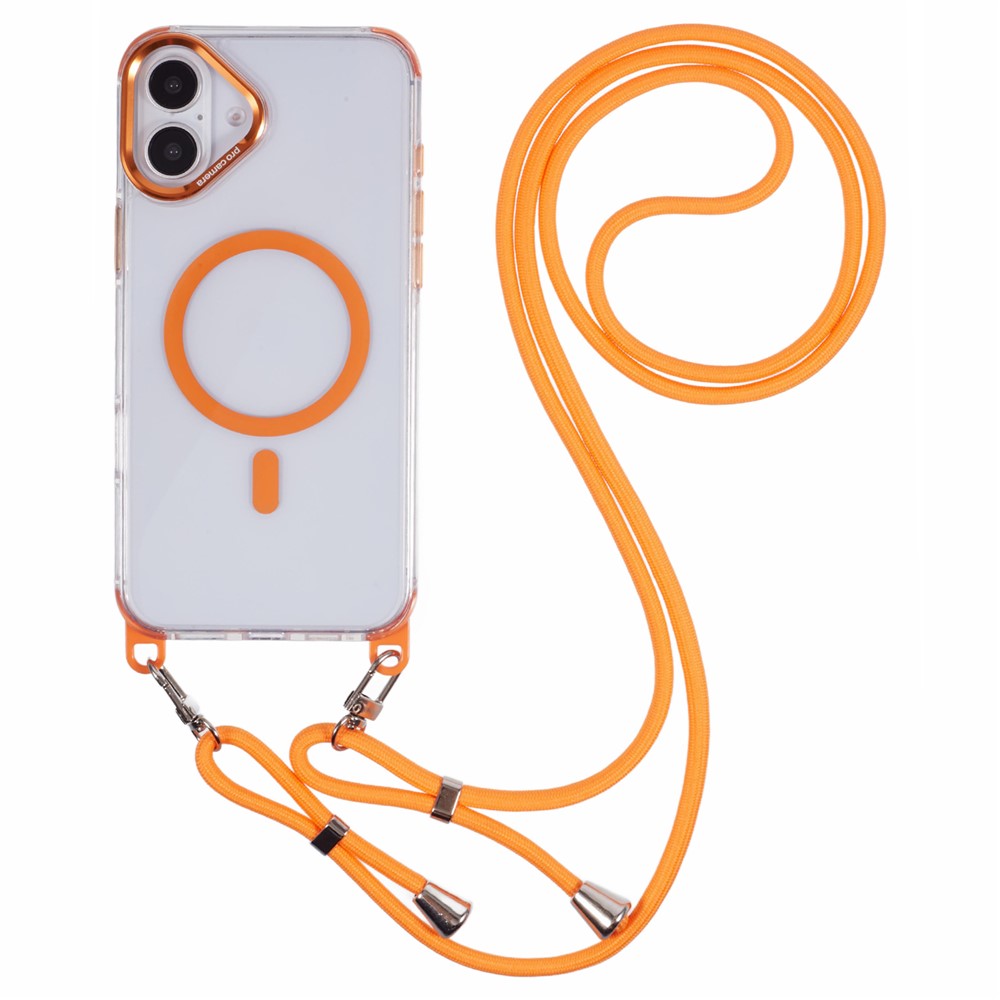 For iPhone 17 Clear Case Compatible with MagSafe Shockproof PC+TPU Phone Cover with 150cm Long Lanyard
