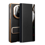 QIALINO For Huawei Mate X7 Case Genuine Cow Leather Kickstand Phone Cover with View Window