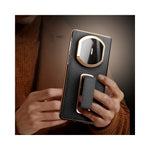 QIALINO For Huawei Mate X7 Case Genuine Cow Leather Kickstand Phone Cover with View Window