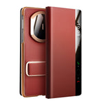 QIALINO For Huawei Mate X7 Case Genuine Cow Leather Kickstand Phone Cover with View Window