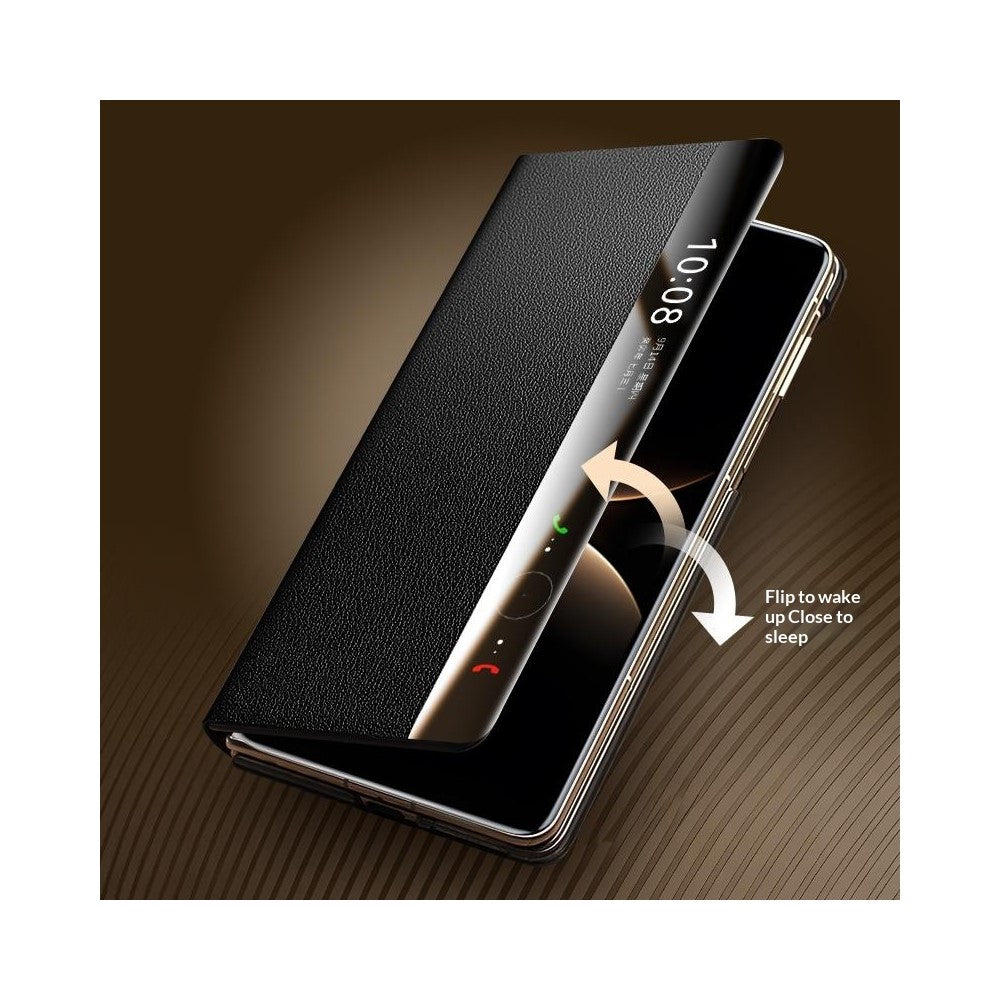 QIALINO For Huawei Mate X7 Case Smart View Window Genuine Cow Leather Phone Cover
