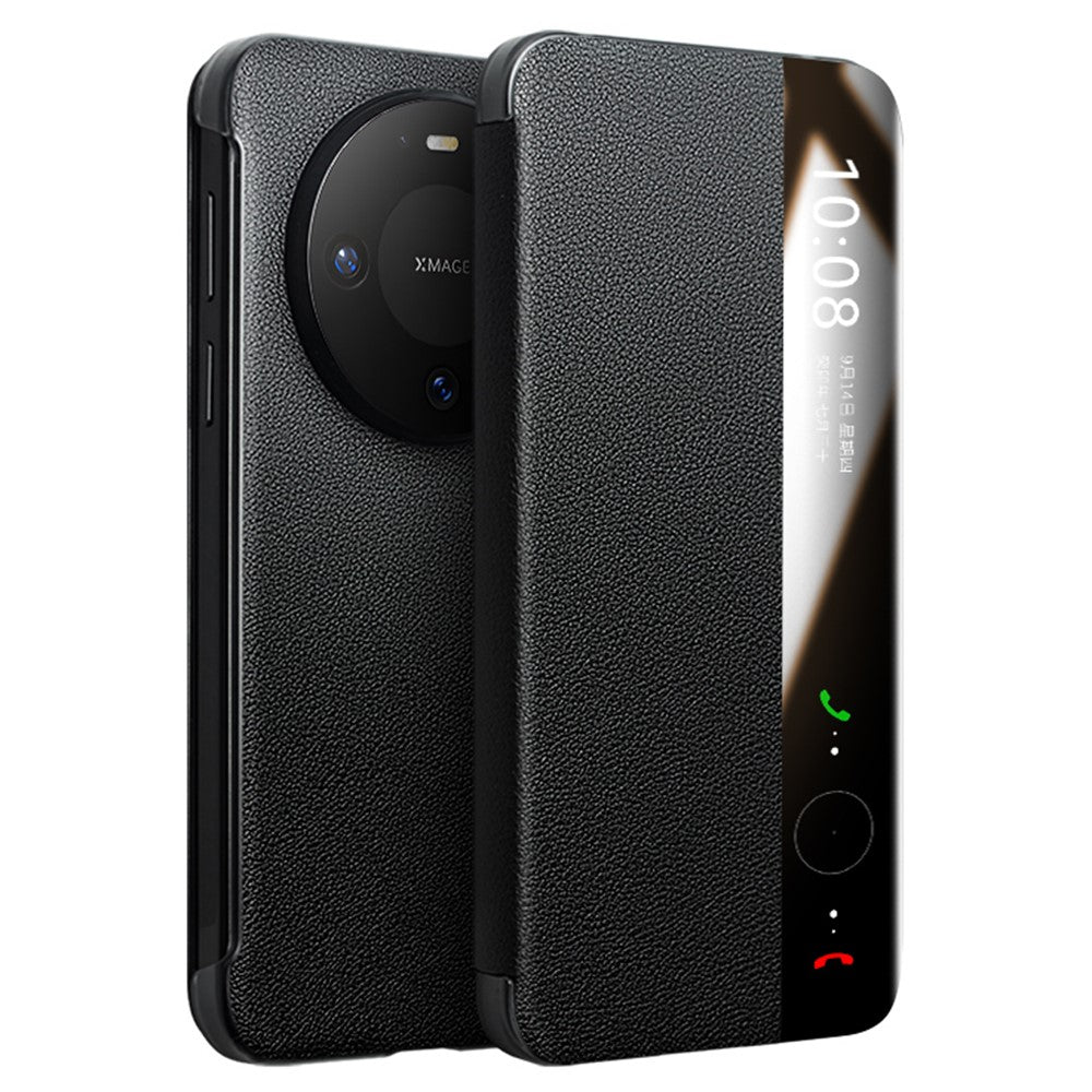 QIALINO For Huawei Mate 80 / Mate 80 Pro Case View Window Genuine Cow Leather Flip Phone Cover with Card Slot
