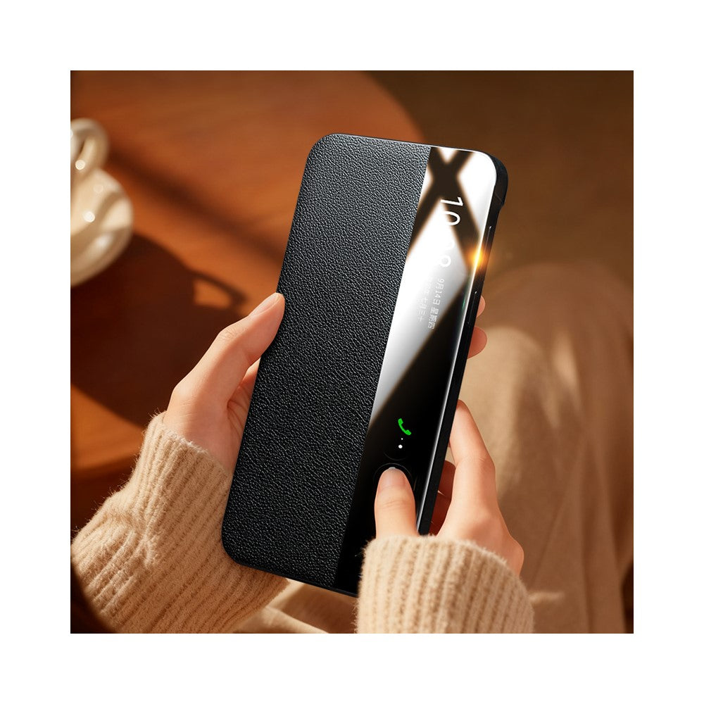 QIALINO For Huawei Mate 80 / Mate 80 Pro Case View Window Genuine Cow Leather Flip Phone Cover with Card Slot