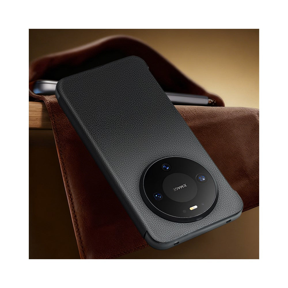 QIALINO For Huawei Mate 80 / Mate 80 Pro Case View Window Genuine Cow Leather Flip Phone Cover with Card Slot